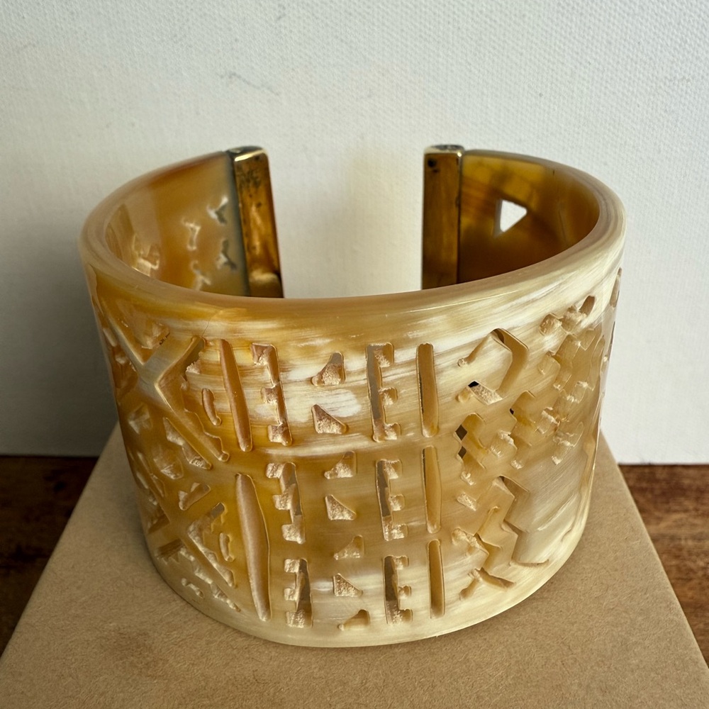 Noonday Collection Hand Carved Cream Horn Cuff Bracelet